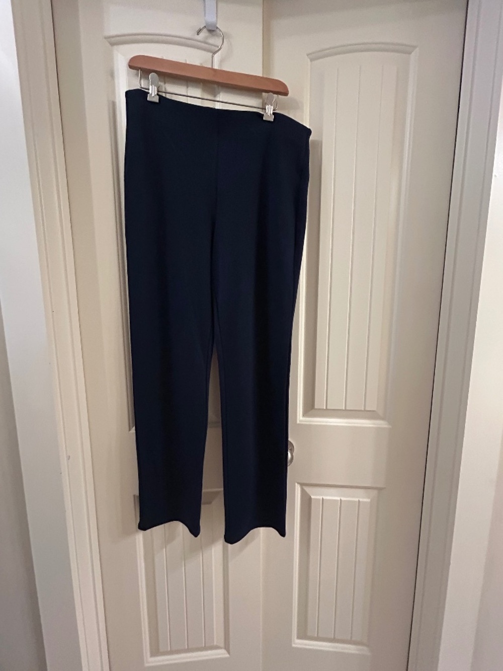 JM Collection Large Straight Leg New Pull on Navy Ponte Pants